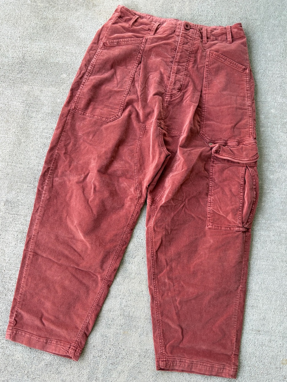 Free People Bay to Breakers soft corduroy pants copper utility cargo jeans